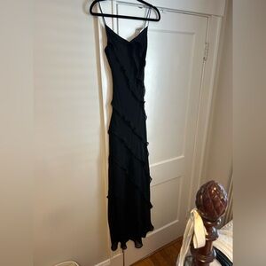 Mango Black Ruffled Maxi Dress